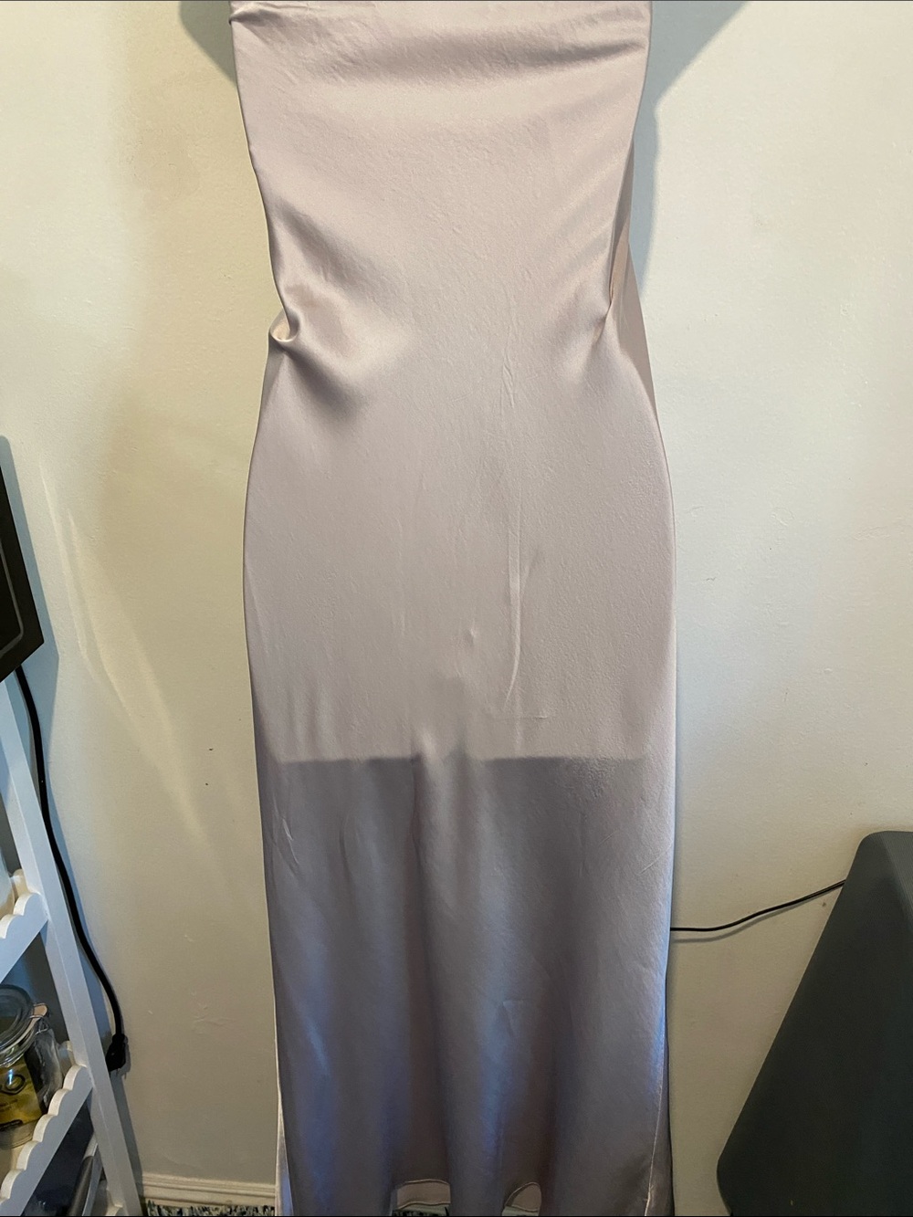 Strapless Satin Slip Dress in Taupe - Picture 7 of 10